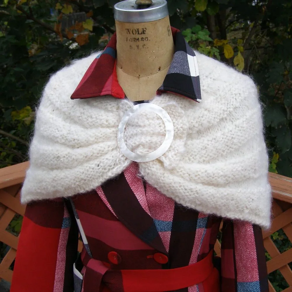 Beautiful Handmade Shawl w/Pearl color Buckle
